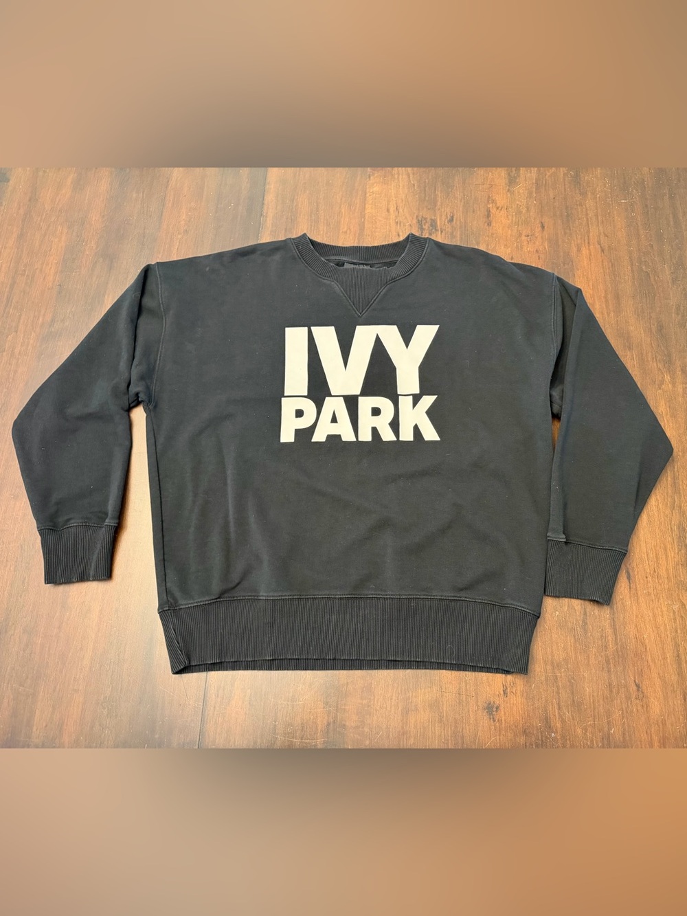 IVY PARK Black Crewneck Sweatshirt with White Logo